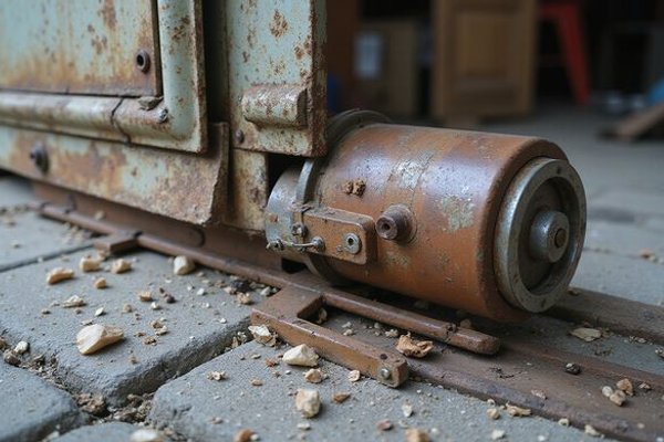 Broken rusty autogate with malfunctioning motor before repair